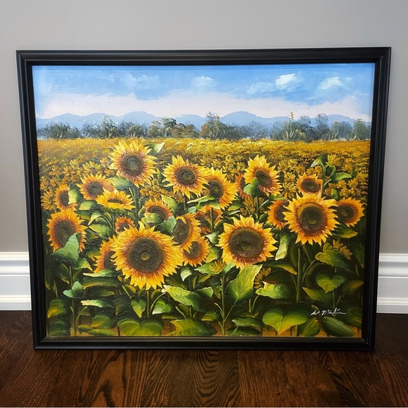 W. Mirkin Original Oil Painting – Sunflower Field (+ Professionally Framed) - Picture 1 of 9